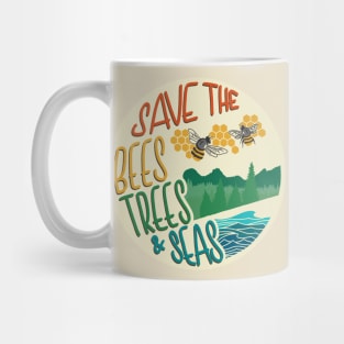 Save The Bees, Trees, & Seas | Retro Mug